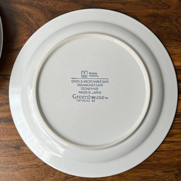 Anchor Hocking Greenhouse 3 Stoneware Dinner Plates Japan - Picture 7 of 10